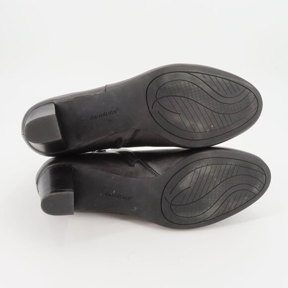 David Tate Womens 11 M Solid Black Leather Upper Ankle Boots Booties Zippered - Picture 10 of 12